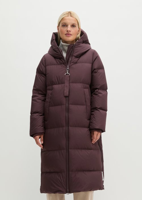 Regular-Fit Quilted Down Hooded Coat — Black Cherry