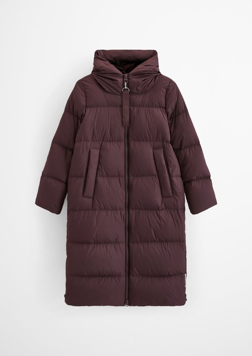 Regular-Fit Quilted Down Hooded Coat — Black Cherry