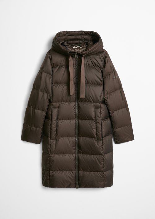 Quilted Down Coat with Hood, Regular Fit — Burnt Coffee