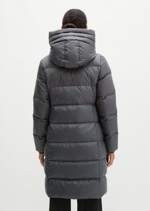 Quilted Down Coat with Hood, Regular Fit — Light Graphite