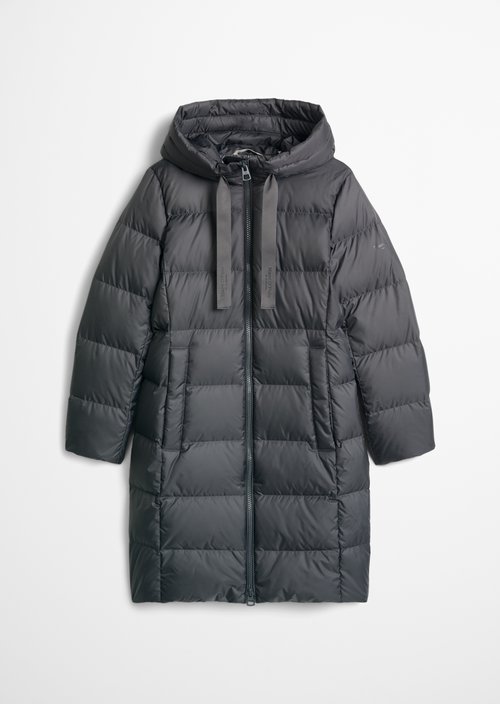 Quilted Down Coat with Hood, Regular Fit — Light Graphite
