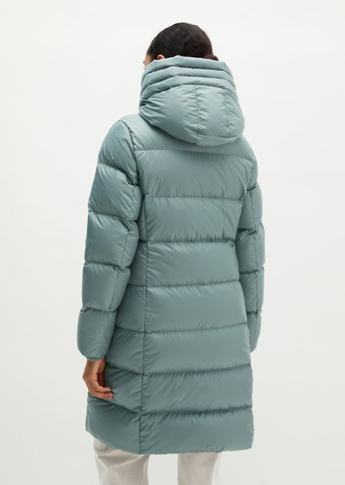 Quilted Down Coat with Hood, Regular Fit — Foggy Blue