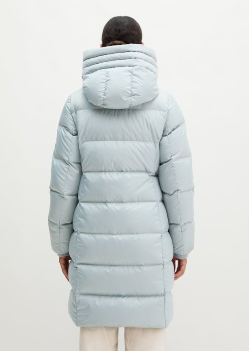 Quilted Down Coat with Hood, Regular Fit — Glacial Blue