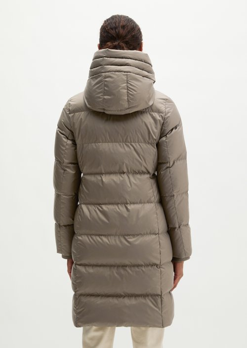 Quilted Down Coat with Hood, Regular Fit — Milky Brown