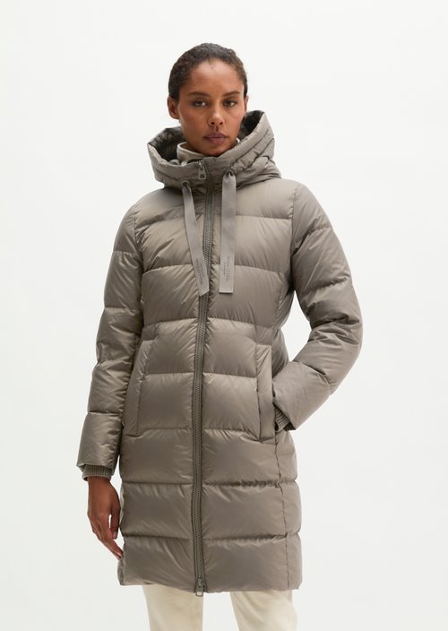 Quilted Down Coat with Hood, Regular Fit — Milky Brown