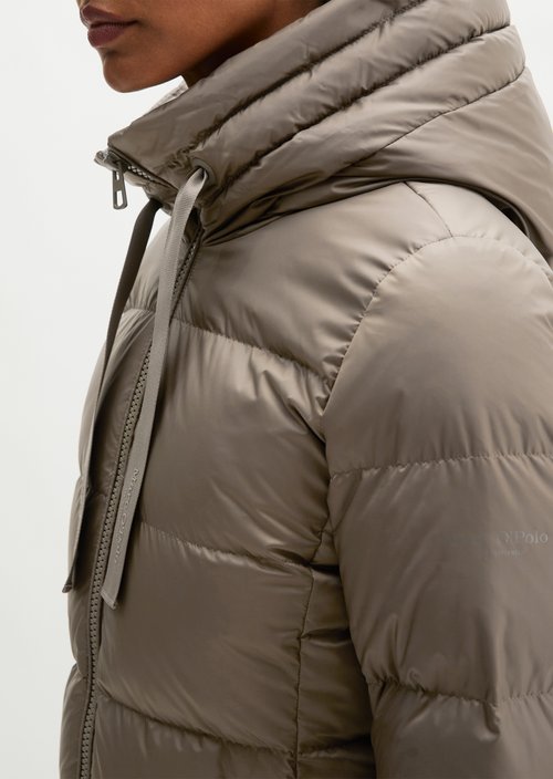 Quilted Down Coat with Hood, Regular Fit — Milky Brown