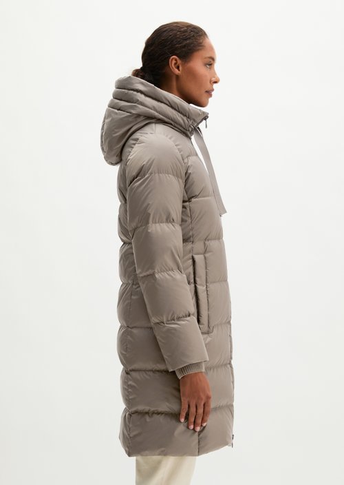 Quilted Down Coat with Hood, Regular Fit — Milky Brown