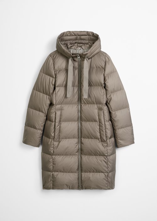 Quilted Down Coat with Hood, Regular Fit — Milky Brown