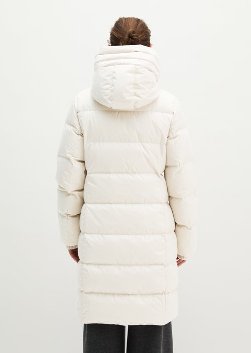 Quilted Down Coat with Hood, Regular Fit — Light Oat