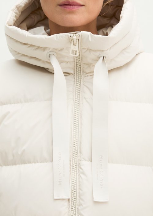 Quilted Down Coat with Hood, Regular Fit — Light Oat