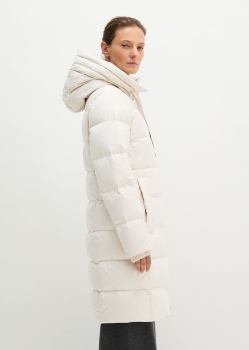 Quilted Down Coat with Hood, Regular Fit — Light Oat