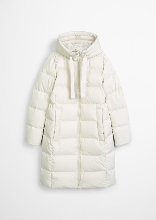 Quilted Down Coat with Hood, Regular Fit — Light Oat