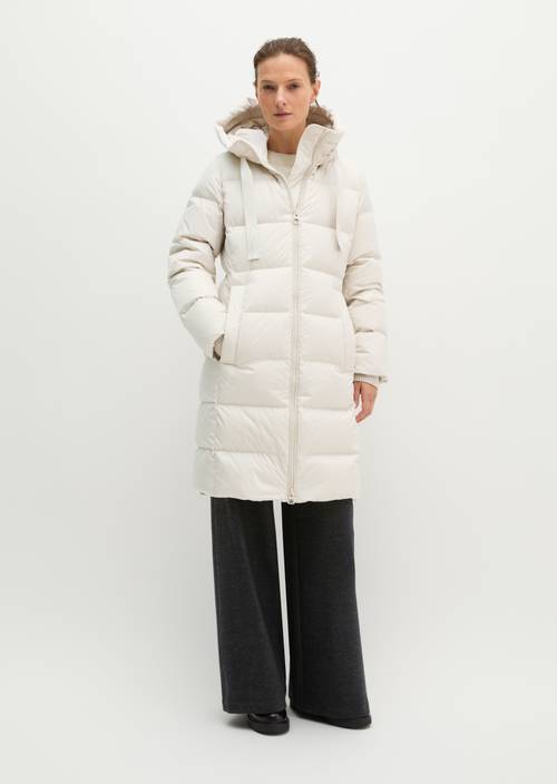 Puffer-Daunenmantel mit Kapuze regular Light Oat in Frontalansicht