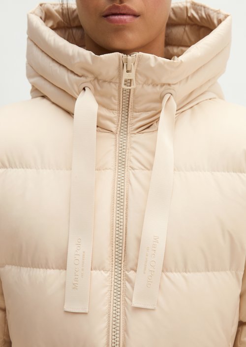 Quilted Down Coat with Hood, Regular Fit — Smokey Sands