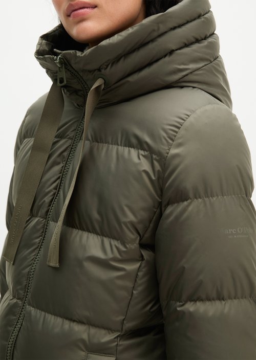 Quilted Down Coat with Hood, Regular Fit — Dim Shadow