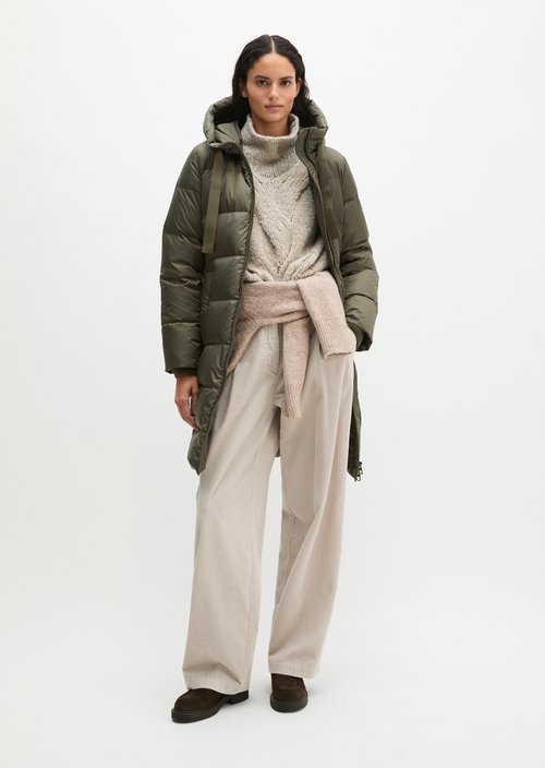 Quilted Down Coat with Hood, Regular Fit — Dim Shadow