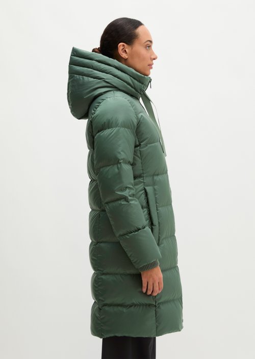 Quilted Down Coat with Hood, Regular Fit — Quiet Pine