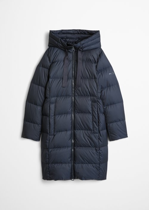 Quilted Down Coat with Hood, Regular Fit — Maritime Blue