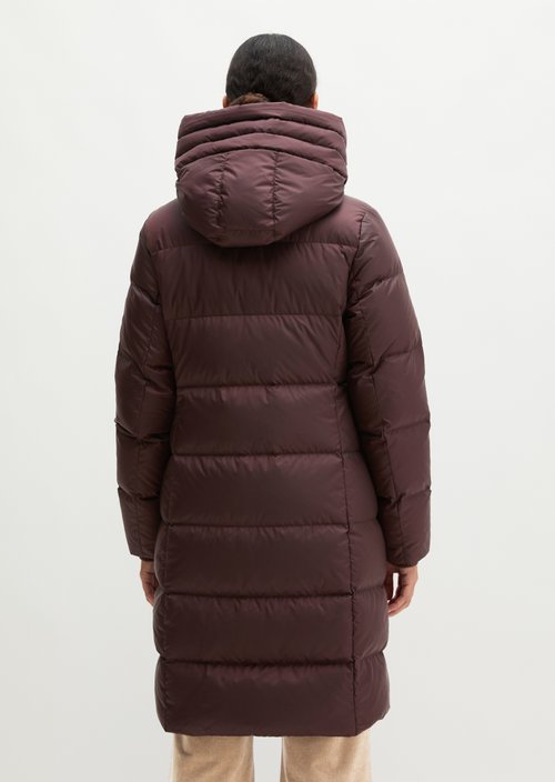 Quilted Down Coat with Hood, Regular Fit — Black Cherry