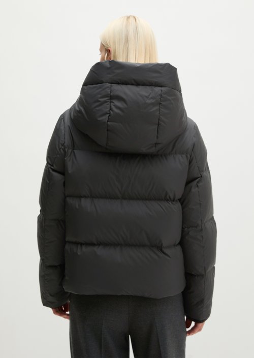 Regular-Fit Quilted Down Jacket with Hood — Black (alternate view)