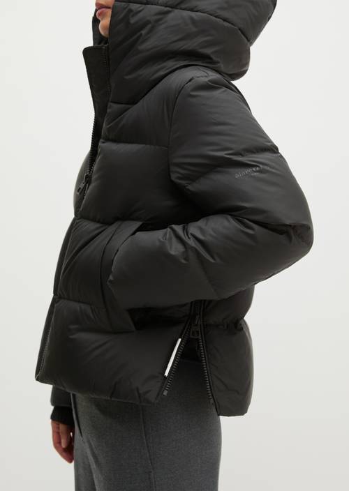 Regular-Fit Quilted Down Jacket with Hood Black in detail view