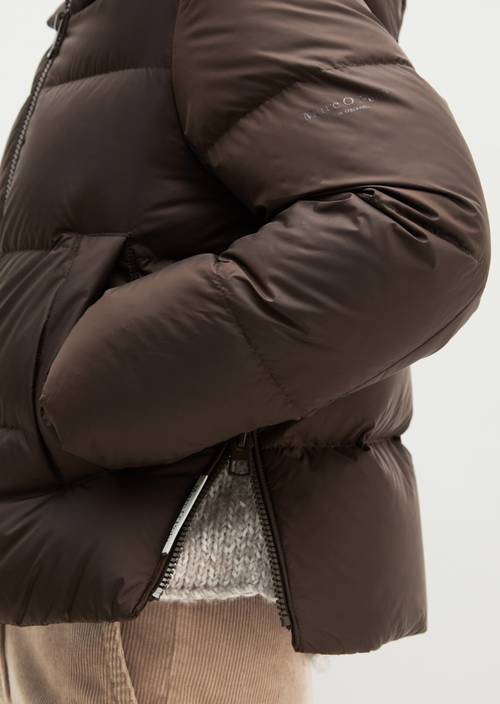 Regular-Fit Quilted Down Jacket with Hood Burnt Coffee in detail view