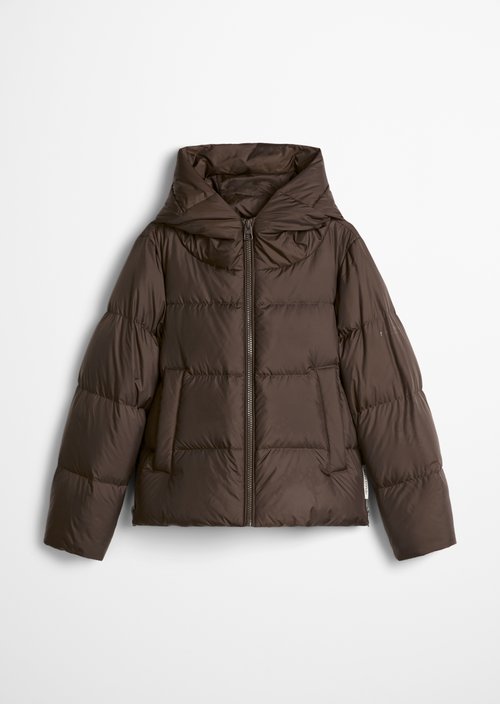 Regular-Fit Quilted Down Jacket with Hood — Burnt Coffee