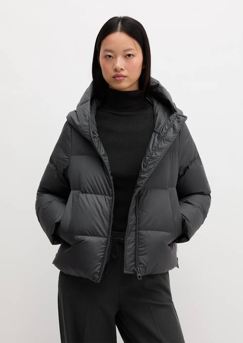 Puffer-Daunenjacke mit Kapuze regular Light Graphite in Frontalansicht