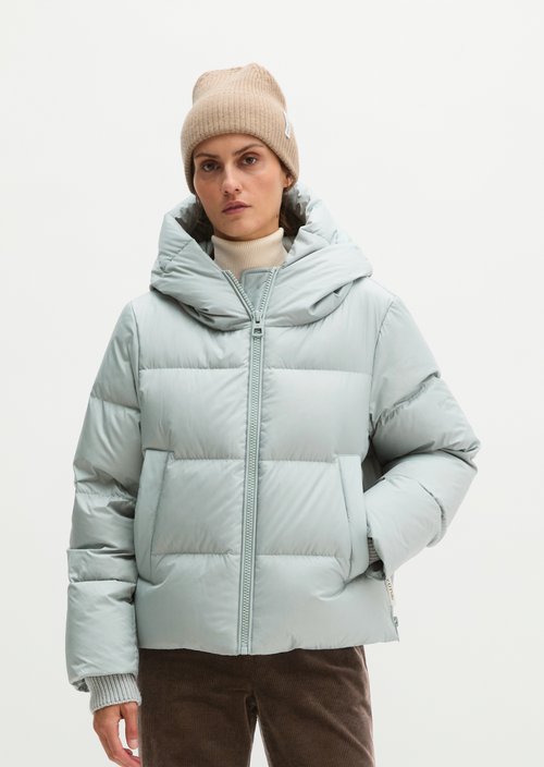 Regular-Fit Quilted Down Jacket with Hood — Glacial Blue