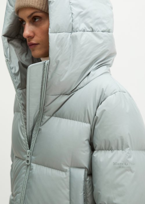 Regular-Fit Quilted Down Jacket with Hood — Glacial Blue