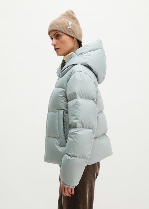 Regular-Fit Quilted Down Jacket with Hood — Glacial Blue
