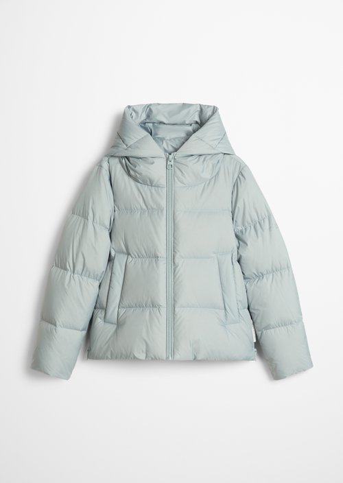 Regular-Fit Quilted Down Jacket with Hood — Glacial Blue