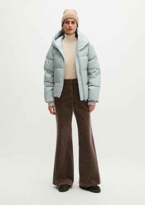 Regular-Fit Quilted Down Jacket with Hood — Glacial Blue