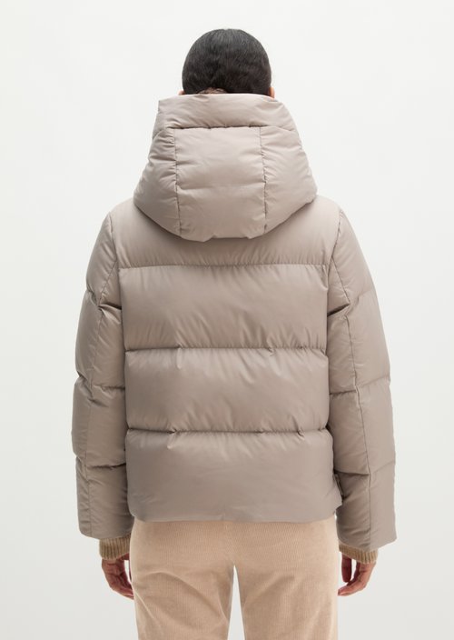 Regular-Fit Quilted Down Jacket with Hood — Earthy Taupe
