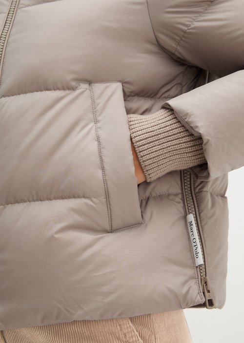 Regular-Fit Quilted Down Jacket with Hood — Earthy Taupe