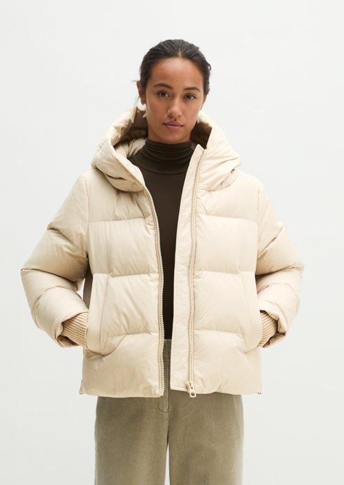 Regular-Fit Quilted Down Jacket with Hood — Smokey Sands