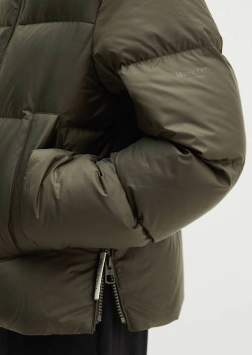 Regular-Fit Quilted Down Jacket with Hood Dim Shadow in detail view