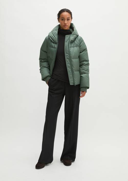 Regular-Fit Quilted Down Jacket with Hood Quiet Pine in front view