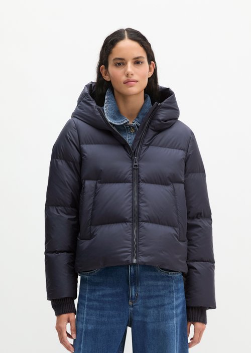 Regular-Fit Quilted Down Jacket with Hood — Martime Blue