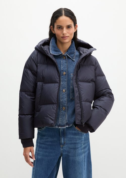 Regular-Fit Quilted Down Jacket with Hood — Martime Blue