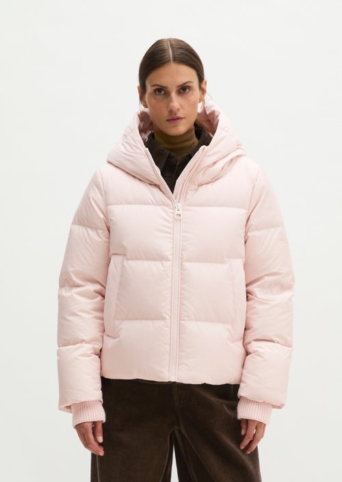 Regular-Fit Quilted Down Jacket with Hood — Pale Rose