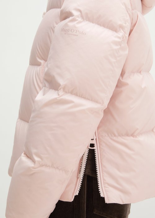 Regular-Fit Quilted Down Jacket with Hood — Pale Rose
