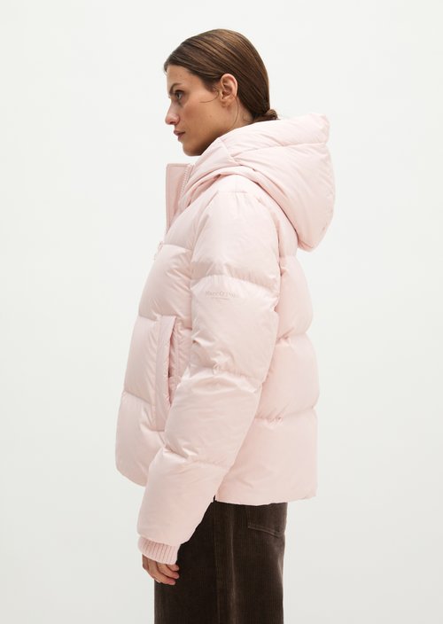 Regular-Fit Quilted Down Jacket with Hood — Pale Rose