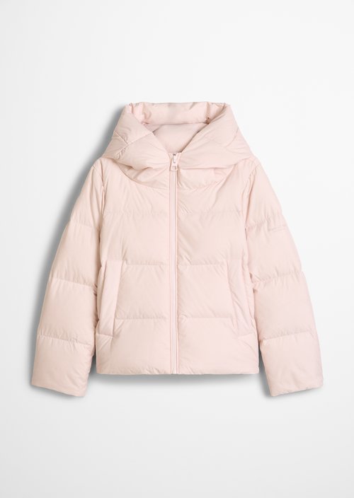 Regular-Fit Quilted Down Jacket with Hood — Pale Rose