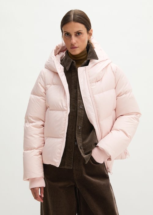 Regular-Fit Quilted Down Jacket with Hood — Pale Rose