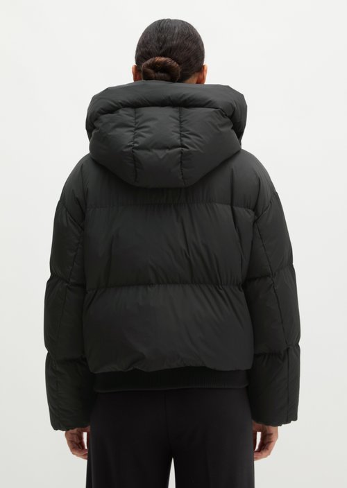 Regular-Fit Quilted Down Hooded Jacket — Black