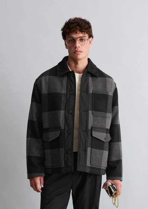 Lightly Padded Wool Jacket, Regular Fit — Dark Green