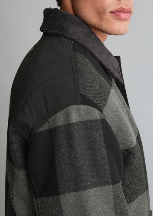 Lightly Padded Wool Jacket, Regular Fit — Dark Green
