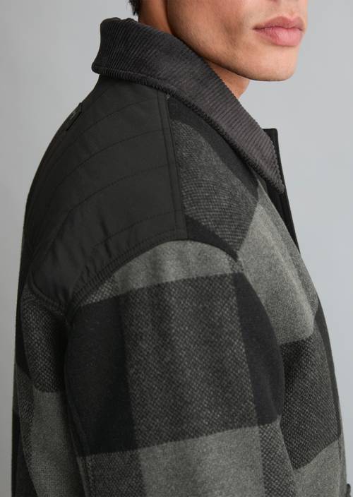 Leicht wattierte Wolljacke regular Dark Green in Detailansicht