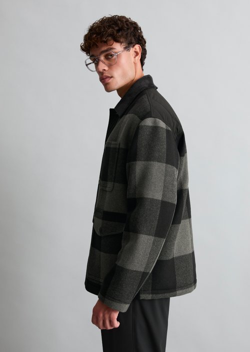 Lightly Padded Wool Jacket, Regular Fit — Dark Green